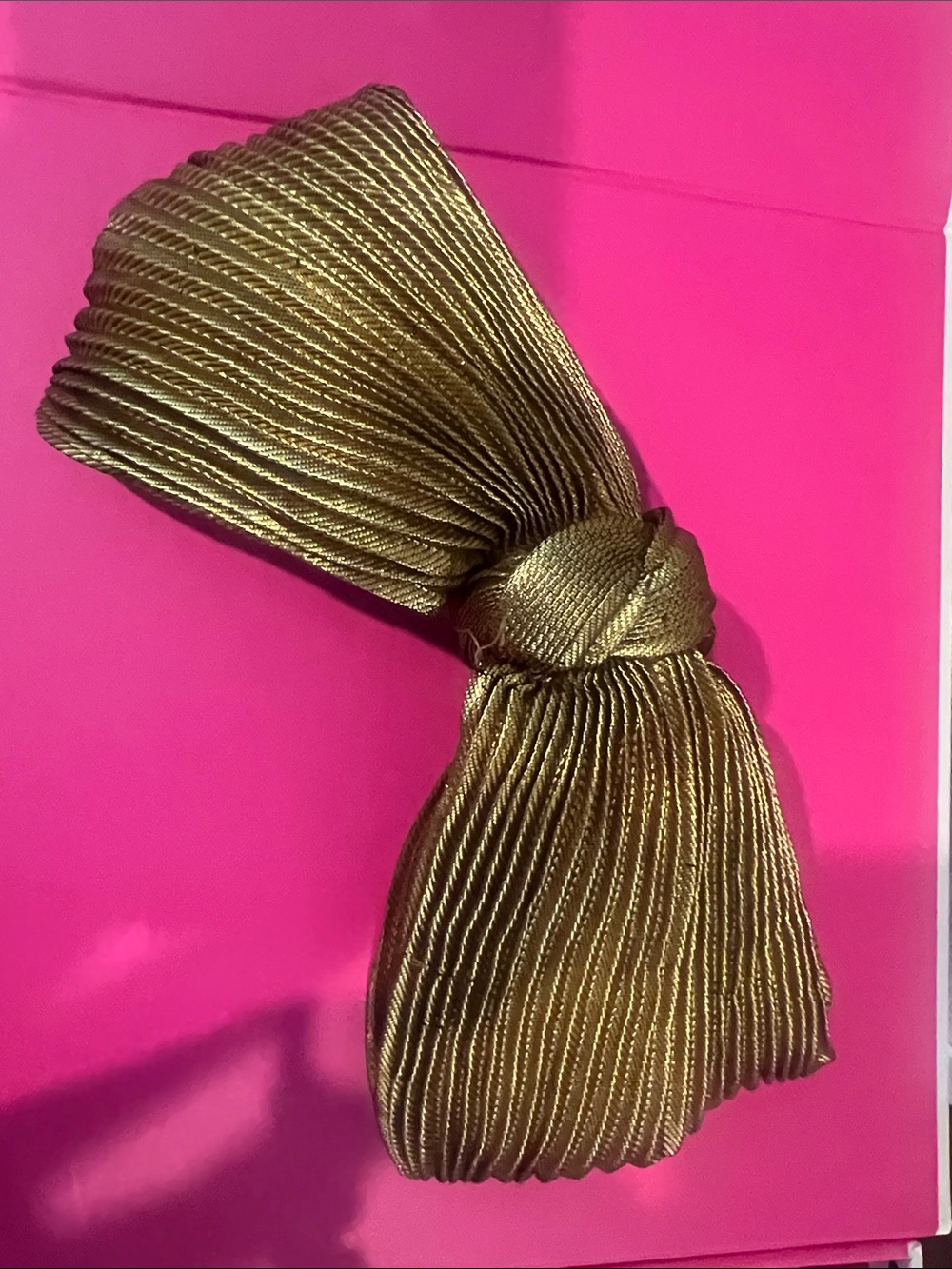 Gold Pleated Bow Hair Clip for Women